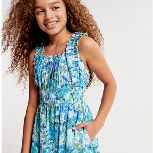 Abercrombie Floral Blue and Green Sleeveless Dress - Kids Size M